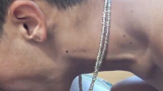 Skinny teen Edipo Rey swallows straight Latino Ayun big dick