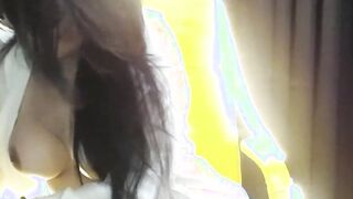 Asian tranny in panties jerks off on webcam show