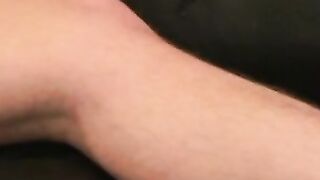 Tattooed mature hunk solo masturbates his big cock and cums