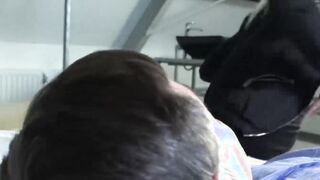 Blonde teen strips down before sucking and fucking old cock