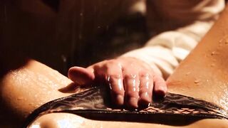Sinful babe rides and sucks big cock on the rain