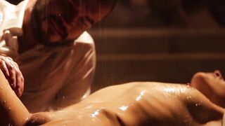 Sinful babe rides and sucks big cock on the rain