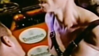 Restrained young man  to cum in vintage video