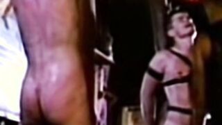Restrained young man  to cum in vintage video
