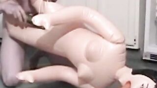Kinky tattooed twink masturbates than fucks his new sex doll