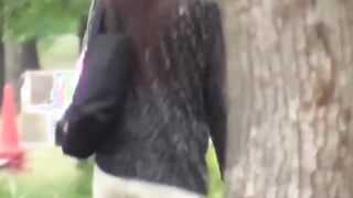 Gorgeous Japanese girls spotted taking a leak in forest