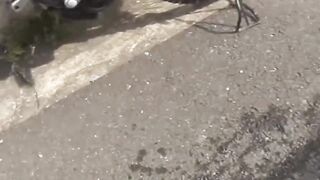 Japanese schoolgirl being naughty and peeing in public