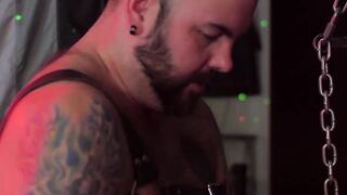 Tattooed bearded Atlas Grant bareback ass drilled after BJ