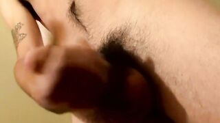 Solo straight thug wanks off his hairy cock and cums