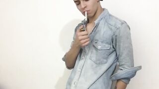 Anus fingering session with young twink with tats and cap
