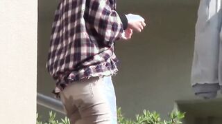 Japanese teenie soaking herself up with warm pee