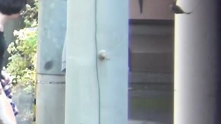 Japanese teenie soaking herself up with warm pee