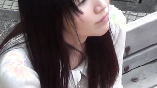 Japanese teenie soaking herself up with warm pee