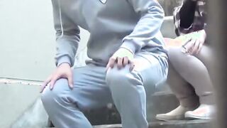 Japanese teenie soaking herself up with warm pee