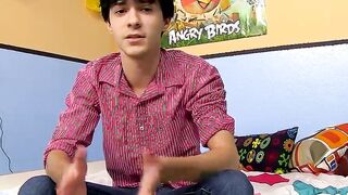Horny emo twink interviewed on cam then jerks off