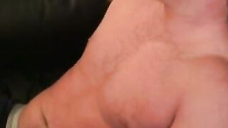 Hairy hunk teasing before jerking off his big cock