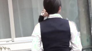 Japanese babe peeing herself up and being filmed by voyeur