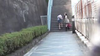 Japanese lady cant hold pee in and wets herself in public