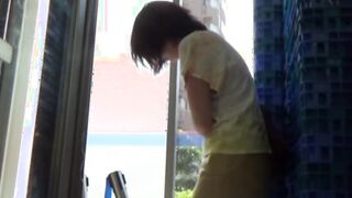 Japanese amateur peeing her panties up completely