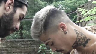 Two straight Latinos barebacked hard for money outdoors