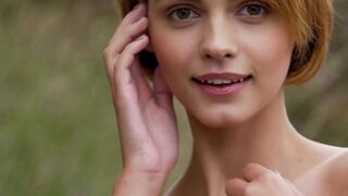 Cute sensual babe Ariel A slow motion outdoor teasing