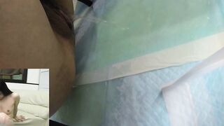 Oriental lady filmed peeing and getting her pussy cleaned