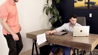 Two horny jocks enjoy fucking a young twink in his tight ass