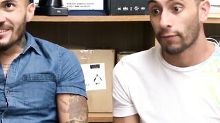 Thieving jocks fucked in ass by security in the backroom