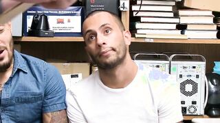 Thieving jocks fucked in ass by security in the backroom