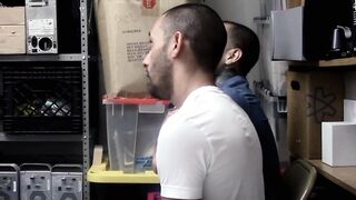Thieving jocks fucked in ass by security in the backroom