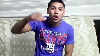Young straight Latino Rico Stone solo masturbates and cums