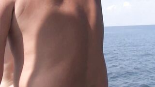 Bunch of friends take turns barebacking tattoed guy on boat