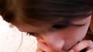 British gal talks to nerd and is tricked into sucking him