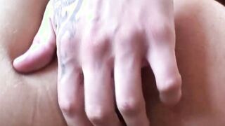 Inked homo fucks couch and sucks his dick in passionate solo