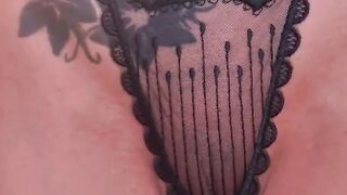 Shaved pussy blonde changing panties on webcam