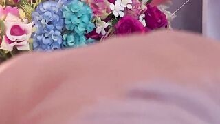 Shaved pussy blonde changing panties on webcam
