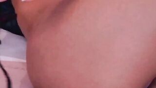 Shaved pussy blonde changing panties on webcam