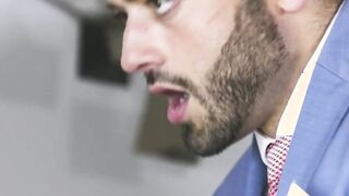 Big cock realtors anal fuck in suits on the sofa
