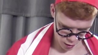 Skinny large cock twink with glasses barebacks a friend
