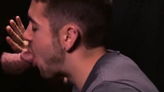 Handsome stepson dicksucking daddy at gloryhole