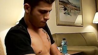 Solo pleasure for jock that touches his smelly feet too