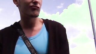 Cock craving twink rammed in moving car threesome