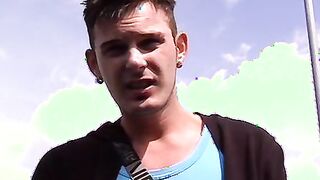 Cock craving twink rammed in moving car threesome