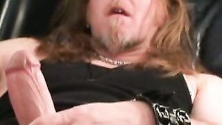Gay metalhead masturbation makes big dick cumshot