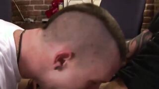 Guys with pierced nipples and tats fuck hardcore bareback