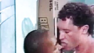 Office stud swaps head with hung black guy before cumming
