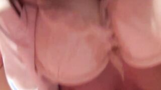 Petite Japanese schoolgirl rubs her soft pussy and nipples