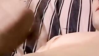 Cute twink Aiden receives a massive load of cum on his face