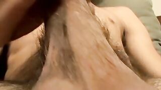 Hairy straight amateur cums on himself after masturbating