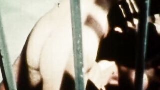 Horny vintage police rides convict cock between the bars